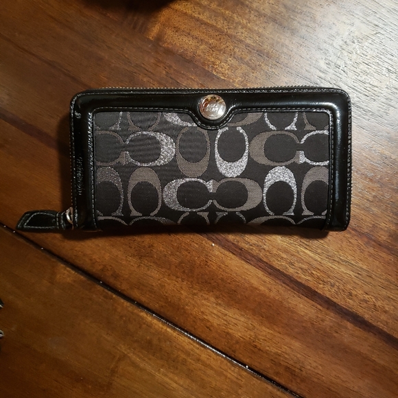 black and silver coach wallet